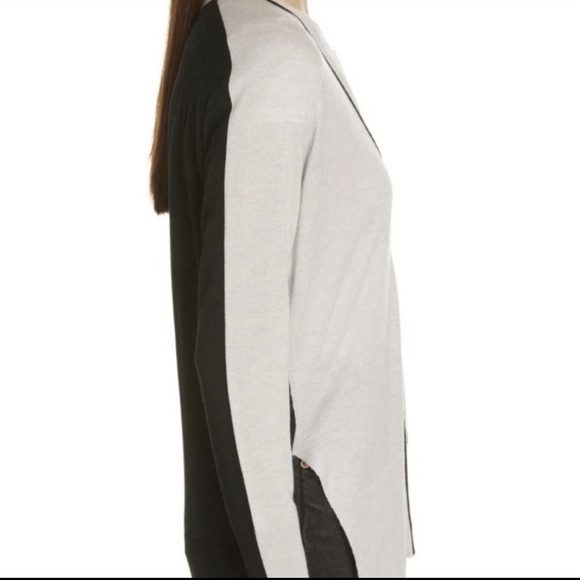 ATM Anthony Thomas Melillo Silk, Wool, And Cashmere Blend Colorblock Cardigan - Picture 3 of 10